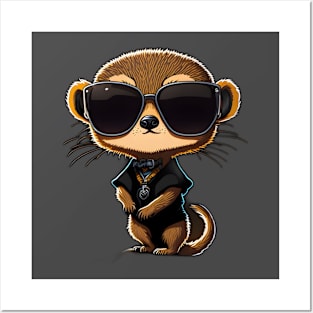 Cute Meerkat with Sunglasses Posters and Art